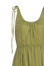 Olive Green Sleeveless Maxi Dress with Tie Straps – Summer Long Dress for Women